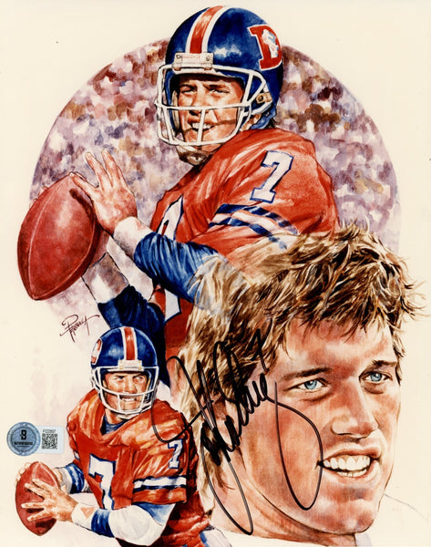 John Elway Autographed/Signed Denver Broncos 8x10 Photo Beckett 57729