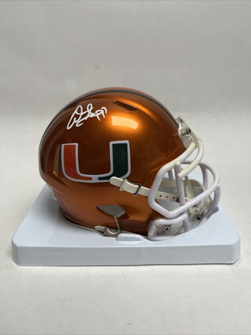 Warren Sapp Autographed Miami Hurricanes Flash Mini Football Helmet, Beckett
