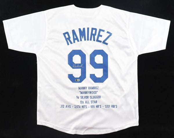 Manny Ramirez Signed Los Angeles Dodgers Career Highlight Jersey (Beckett) OF/DH