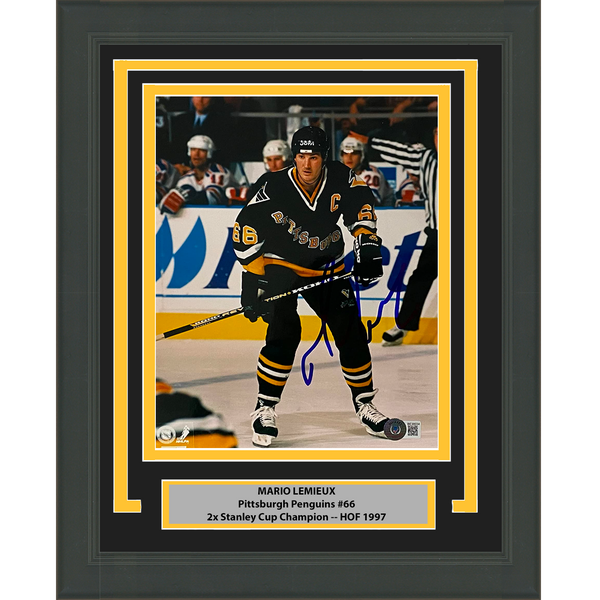 Framed Autographed/Signed Mario Lemieux Pittsburgh Penguins 8x10 Photo BAS COA