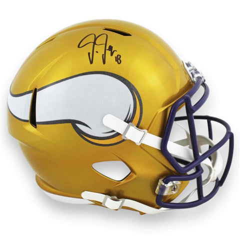 Vikings Justin Jefferson Autographed Signed Flash Rep Helmet - Beckett