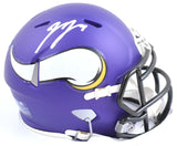 JJ McCarthy Autographed Minnesota Vikings Speed Mini Helmet Beckett W Hologram