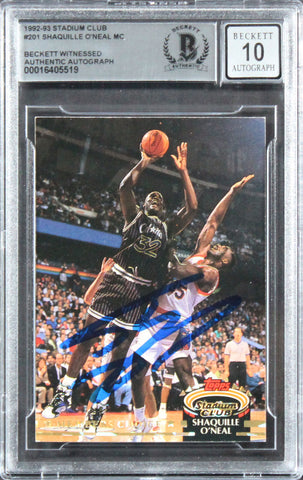 Magic Shaquille O'Neal Signed 1992 Stadium Club #201 RC Card Auto 10! BAS Slab 2