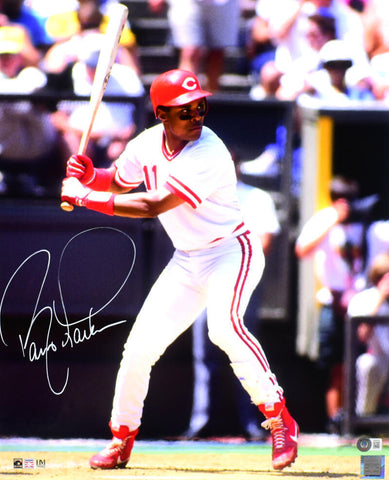 Barry Larkin Autographed Cincinnati Reds 16x20 Batting Photo- Beckett W Hologram