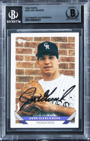 Rockies Joe Girardi Authentic Signed 1993 Topps #425 Card BAS Slabbed