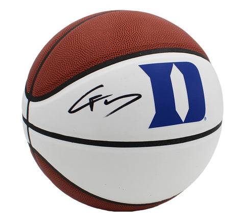 Cooper Flagg Signed Duke Blue Devils Logo White Panel NBA Basketball