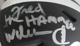 Fred The Hammer Williamson Signed/Inscr Mini Football Helmet Raiders JSA 208022