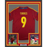 Framed Autographed/Signed Fernando Torres 35x39 Spain Red Jersey BAS COA #2