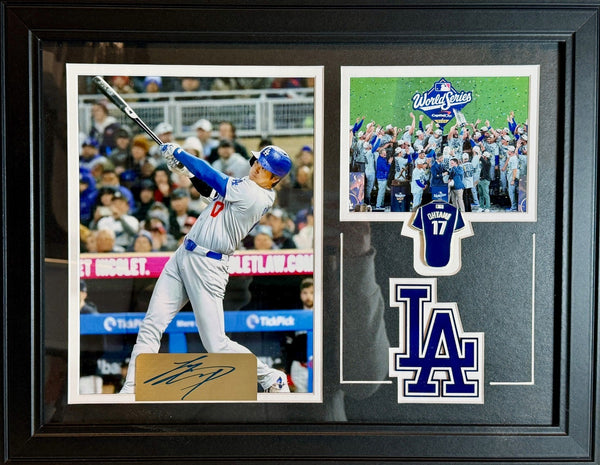 Shohei Ohtani LA Dodgers Framed Photo & Pin Collage with Laser Autograph 14x18