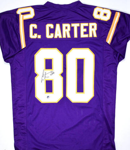 Cris Carter Autographed Purple Pro Style Jersey-Beckett W Hologram *Black