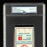 Ozzie Smith Signed 1987 Game 3 World Series Ticket (PSA 10) St. Louis Cardinals