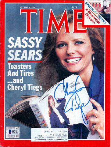 Cheryl Tiegs Autographed Signed Time Magazine Beckett BAS #B63722
