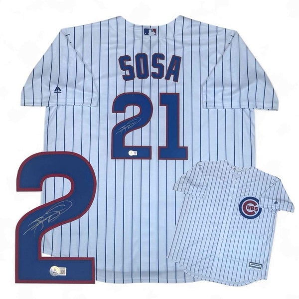 Sammy Sosa Autographed SIGNED Chicago Cubs Majestic Jersey - Beckett