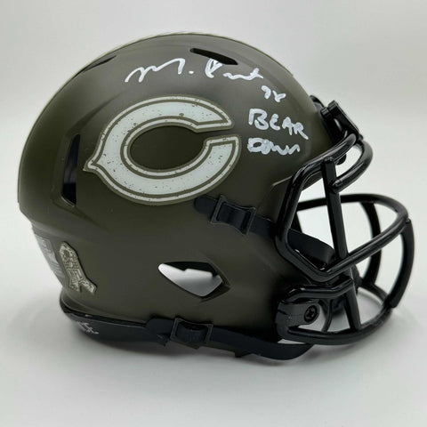 Autographed/Signed Montez Sweat Salute To Service Bears Mini Helmet BAS COA