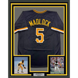 Framed Signed Bill Madlock 35x39 Pittsburgh Black Jersey JSA COA