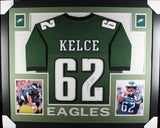 JASON KELCE (Eagles green SKYLINE) Signed Autographed Framed Jersey PSA