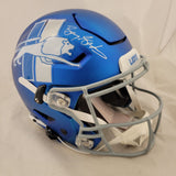 BARRY SANDERS SIGNED DETROIT LIONS F/S ALTERNATE SPEEDFLEX HELMET BECKETT QR COA