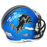 Sam LaPorta Autographed Detroit Lions Blue 2024 Alternate Mini Helmet Beckett