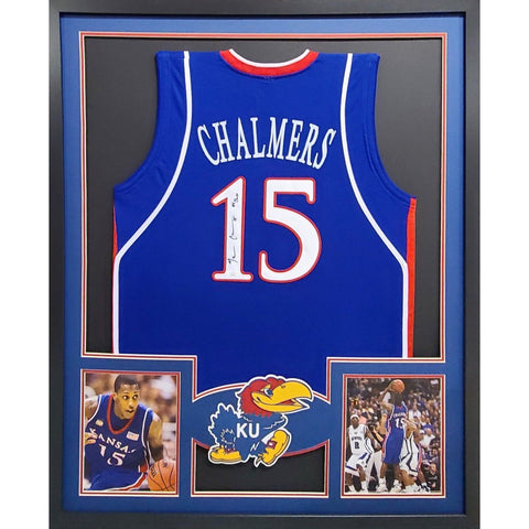 Mario Chalmers Autographed Signed Framed Kansas Jayhawks KU Jersey JSA