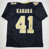 Autographed/Signed Alvin Kamara New Orleans Black Football Jersey Beckett BASCOA