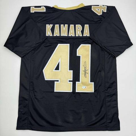 Autographed/Signed Alvin Kamara New Orleans Black Football Jersey Beckett BASCOA