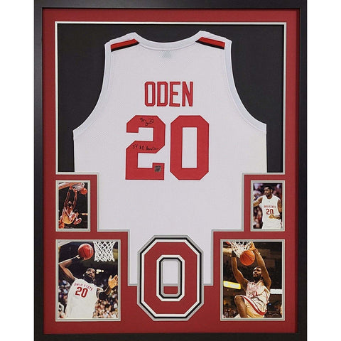 Greg Oden Autographed Signed Framed Ohio State Jersey