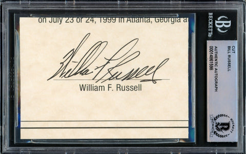 Bill Russell Autographed 2.5x3.5 Cut Signature Celtics Beckett 14861598