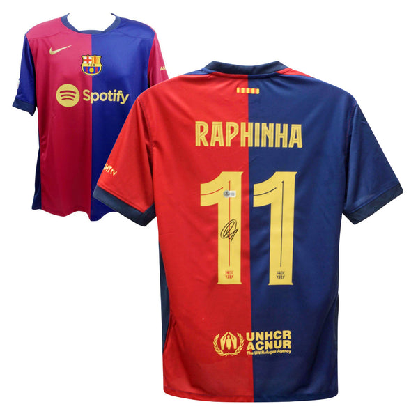 Raphinha Signed FC Barcelona Home Soccer Jersey #11 with Beckett COA
