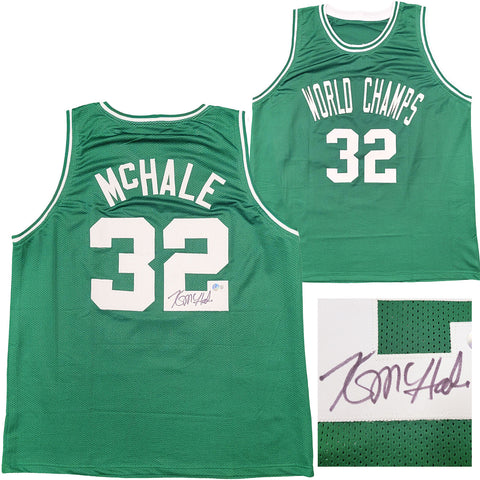BOSTON CELTICS KEVIN MCHALE AUTOGRAPHED GREEN JERSEY BECKETT BAS WITNESS 208710