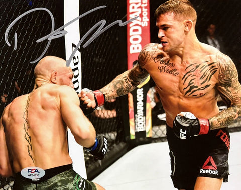 Dustin Poirier Signed 8x10 UFC Fight vs Conor McGregor Photo PSA/DNA