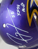 Ray Lewis Autographed Baltimore Ravens F/S Flash Speed Authentic Helmet w/2