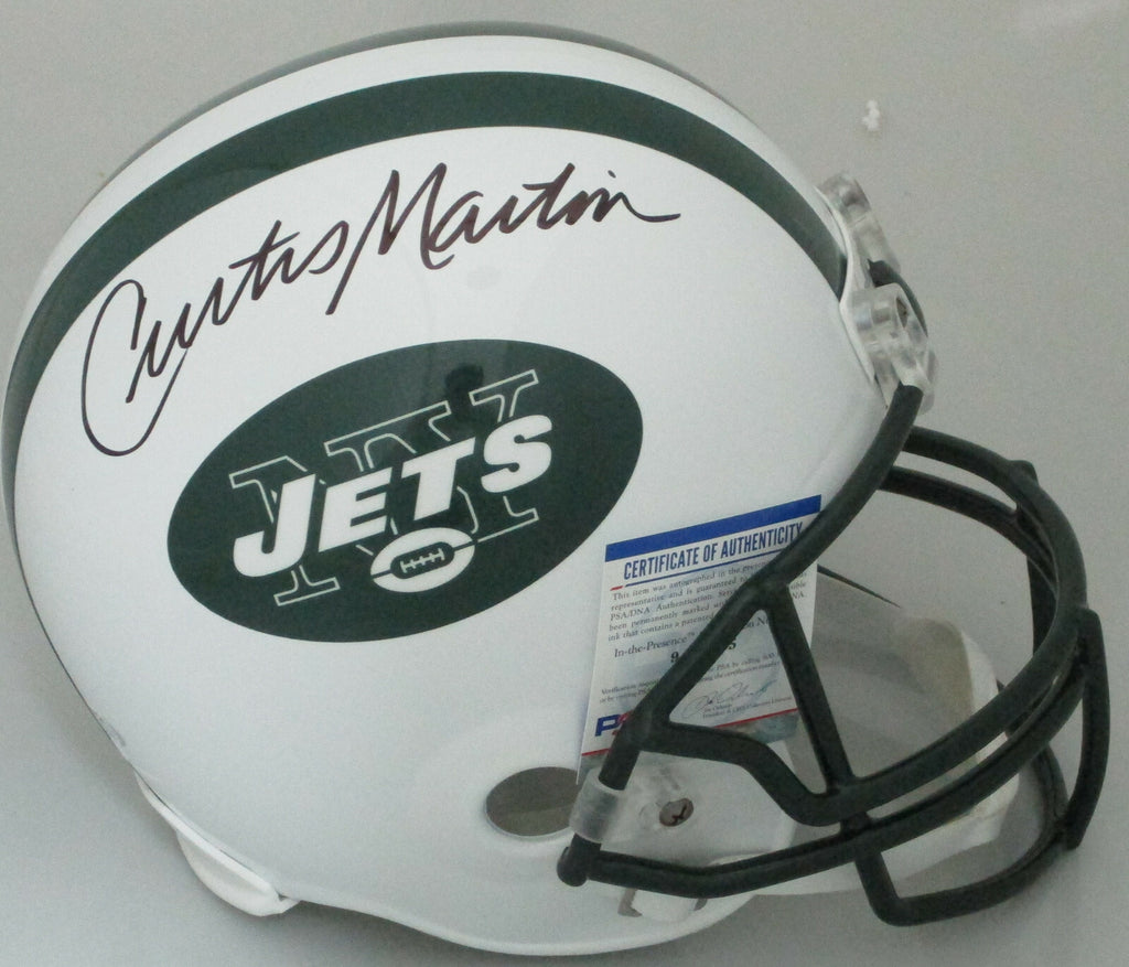 NY Jets CURTIS MARTIN Signed Full Size Riddell Replica Helmet AUTO - P ...