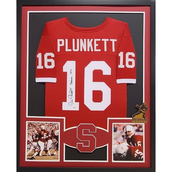 Jim Plunkett Autographed Signed Framed Stanford Heisman Jersey PSA/DNA