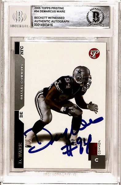 Demarcus Ware Autographed 2005 Pristine #54 Rookie Card Beckett Slab 43451