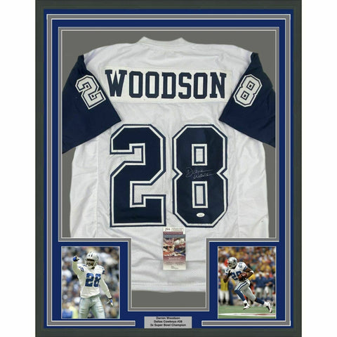 FRAMED Autographed/Signed DARREN WOODSON 33x42 Dallas Color Rush Jersey JSA COA
