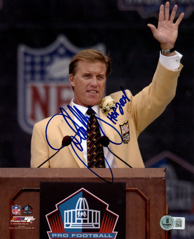 John Elway Autographed/Signed Denver Broncos 8x10 Photo Beckett 57681