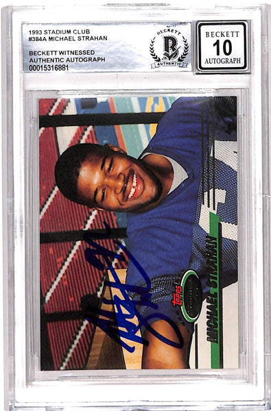Michael Strahan Signed 1993 Stadium Club #384a 10 Auto Beckett 38971