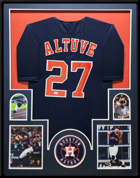 FRAMED HOUSTON ASTROS JOSE ALTUVE AUTOGRAPHED SIGNED JERSEY JSA COA