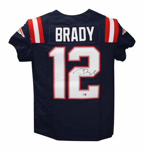 Tom Brady Autographed New England Patriots Elite Blue Jersey FAN 40092