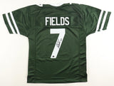 Justin Fields Signed New York Jets Dark Green Jersey (Beckett) Ex-Ohio State Q.B
