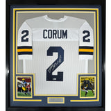 Framed Autographed/Signed Blake Corum 35x39 Michigan White Jersey BAS COA