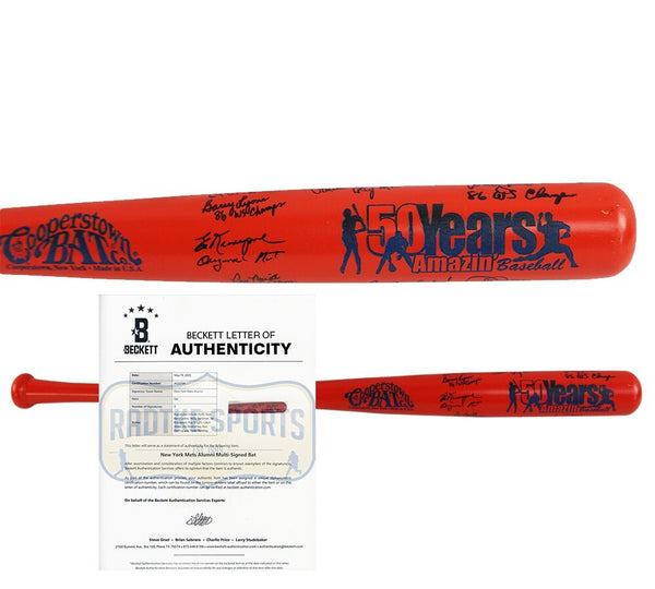 9 New York Mets Alumni Signed Cooperstown Orange MLB Bat- Duffy Dyer, Barry Lyon