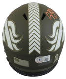 Broncos Champ Bailey Signed Salute To Service Speed Mini Helmet BAS Witnessed