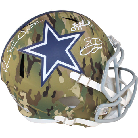 Dallas Cowboys Autographed F/S Camo Helmet Aikman Emmitt Irvin Beckett 50314