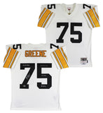 Steelers Joe Greene "Career Stat" Signed White M&N TB Jersey BAS Witnessed