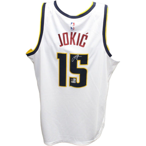 Nikola Jokic Autographed Denver Nuggets Nike White Jersey Beckett 42462
