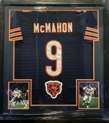 Jim McMahon Signed Bears 36" x 39" Framed Jersey (Schwartz COA) Super Bowl XX QB