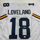 Autographed/Signed Colston Loveland Michigan White College Jersey Beckett COA