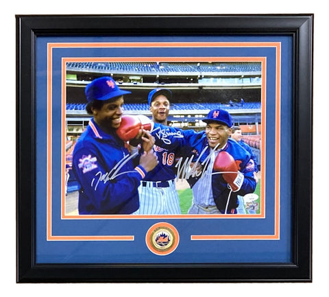 Mike Tyson Doc Gooden Darryl Strawberry Signed Framed 11x14 NY Mets Photo JSA