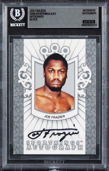 Joe Frazier Signed 2008 Sportkings Silver #JF3 Card Auto Grade 10! BAS Slabbed